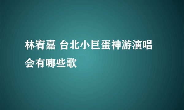 林宥嘉 台北小巨蛋神游演唱会有哪些歌