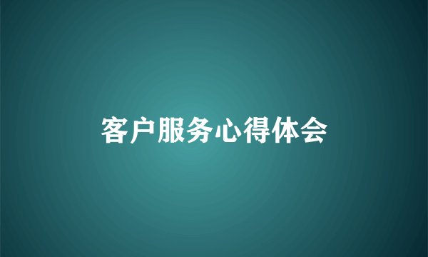 客户服务心得体会