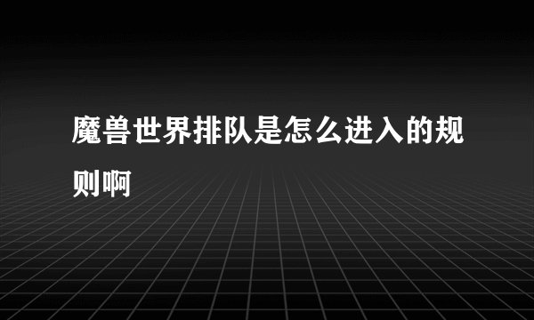 魔兽世界排队是怎么进入的规则啊