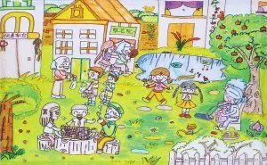 我心目中的绿色家园儿童画