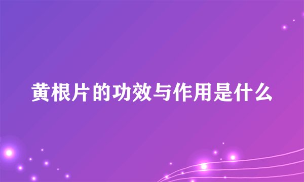 黄根片的功效与作用是什么