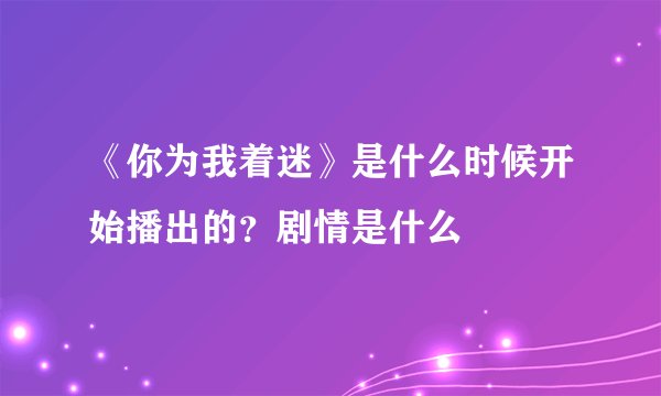 《你为我着迷》是什么时候开始播出的？剧情是什么