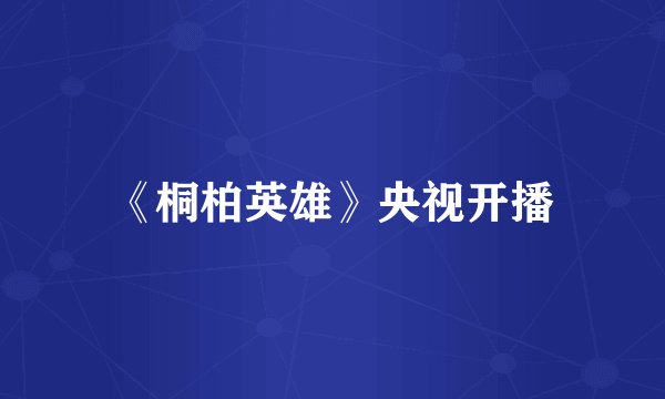 《桐柏英雄》央视开播