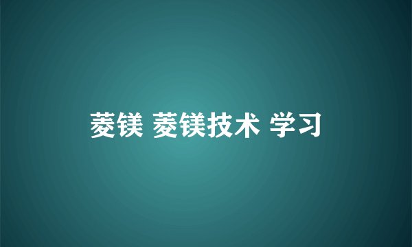 菱镁 菱镁技术 学习