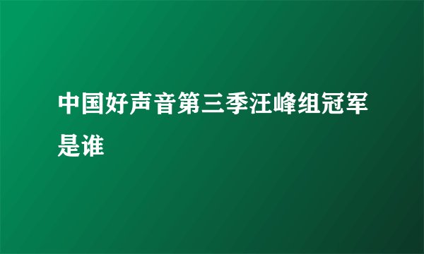中国好声音第三季汪峰组冠军是谁