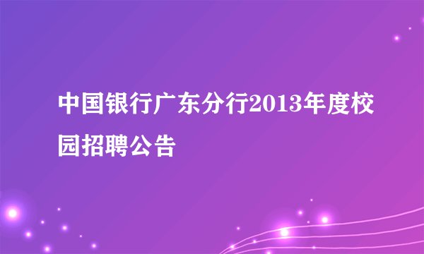 中国银行广东分行2013年度校园招聘公告