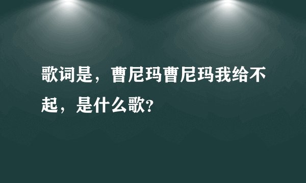 歌词是，曹尼玛曹尼玛我给不起，是什么歌？