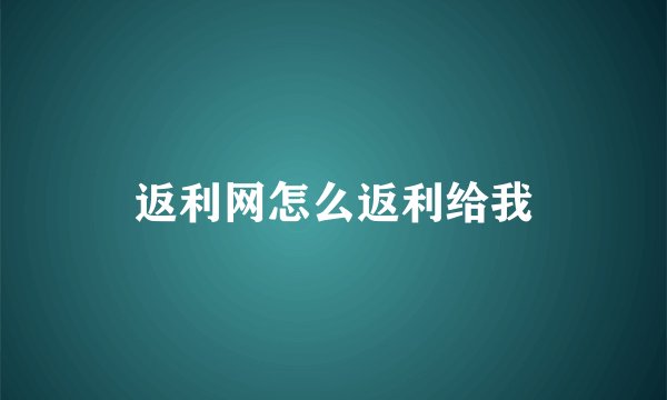 返利网怎么返利给我