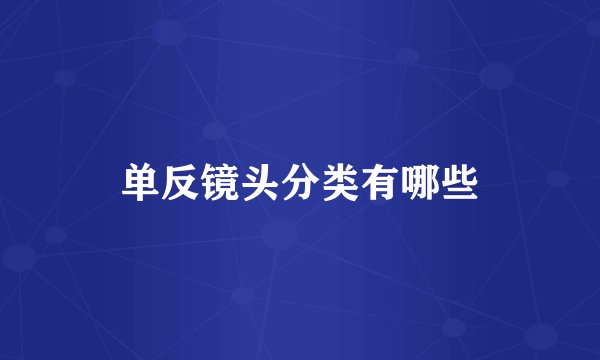 单反镜头分类有哪些