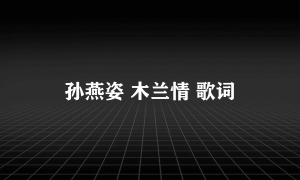 孙燕姿 木兰情 歌词