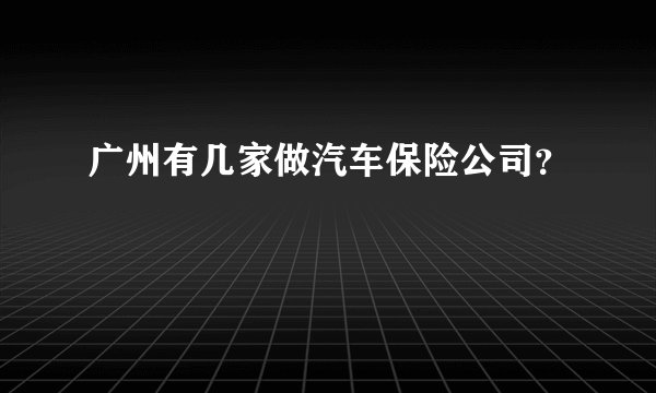 广州有几家做汽车保险公司？