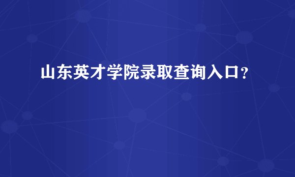 山东英才学院录取查询入口？