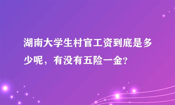 湖南大学生村官工资到底是多少呢，有没有五险一金？