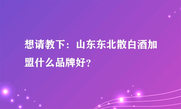 想请教下：山东东北散白酒加盟什么品牌好？