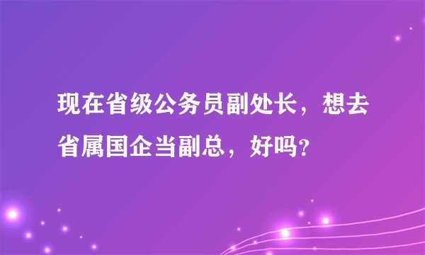 现在省级公务员副处长，想去省属国企当副总，好吗？