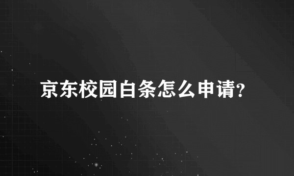 京东校园白条怎么申请？