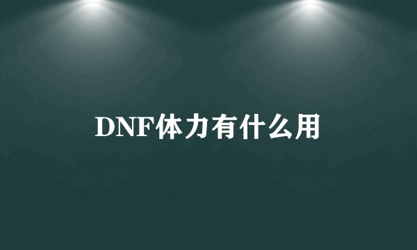 DNF体力有什么用