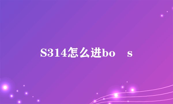 S314怎么进bo s