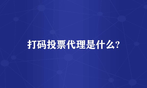 打码投票代理是什么?