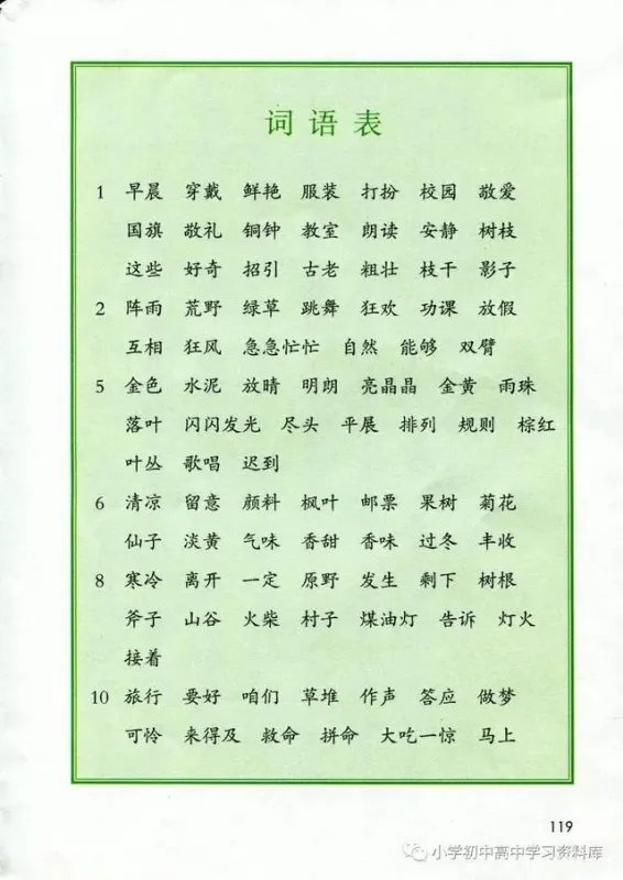 三年级语文上册词语表带拼音