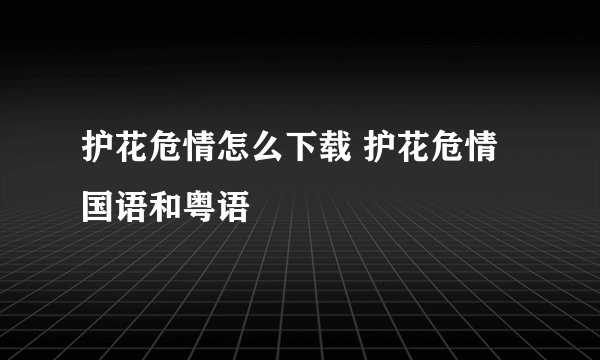 护花危情怎么下载 护花危情国语和粤语