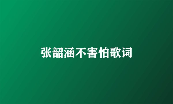 张韶涵不害怕歌词