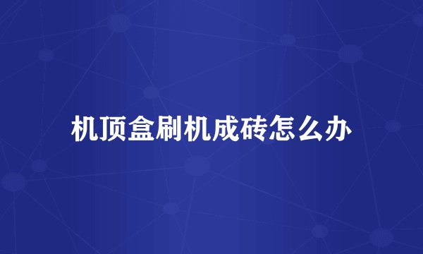 机顶盒刷机成砖怎么办