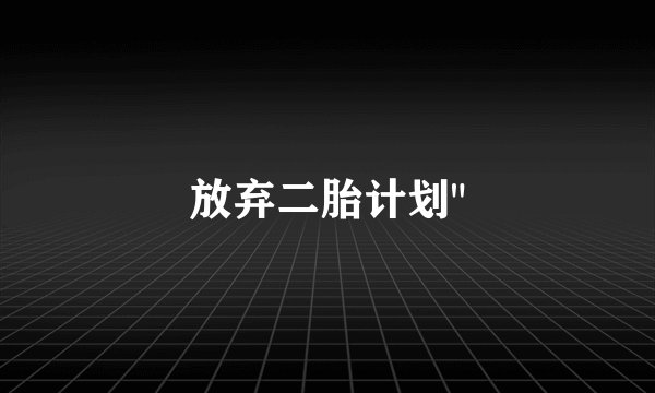 放弃二胎计划