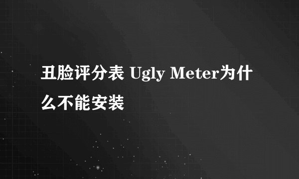 丑脸评分表 Ugly Meter为什么不能安装