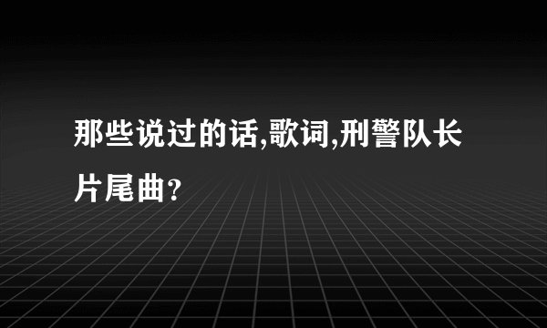 那些说过的话,歌词,刑警队长片尾曲？