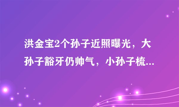 洪金宝2个孙子近照曝光，大孙子豁牙仍帅气，小孙子梳油头显成熟