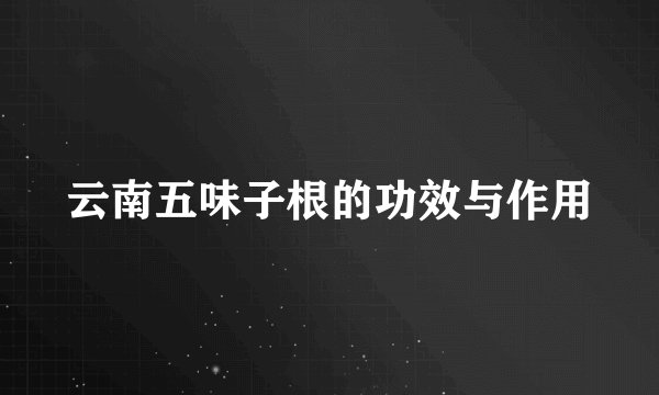 云南五味子根的功效与作用