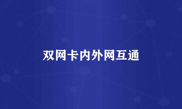 双网卡内外网互通