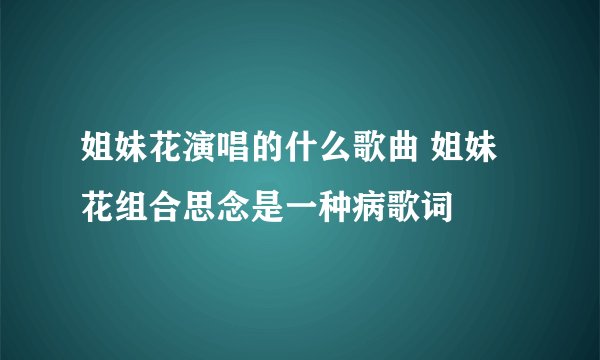 姐妹花演唱的什么歌曲 姐妹花组合思念是一种病歌词