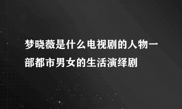 梦晓薇是什么电视剧的人物一部都市男女的生活演绎剧
