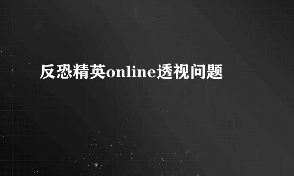 反恐精英online透视问题