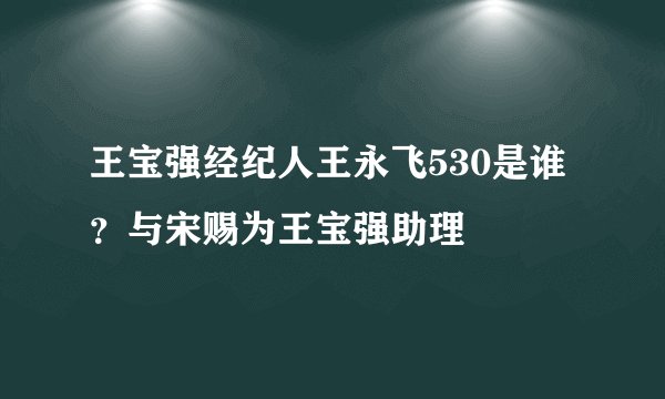 王宝强经纪人王永飞530是谁？与宋赐为王宝强助理